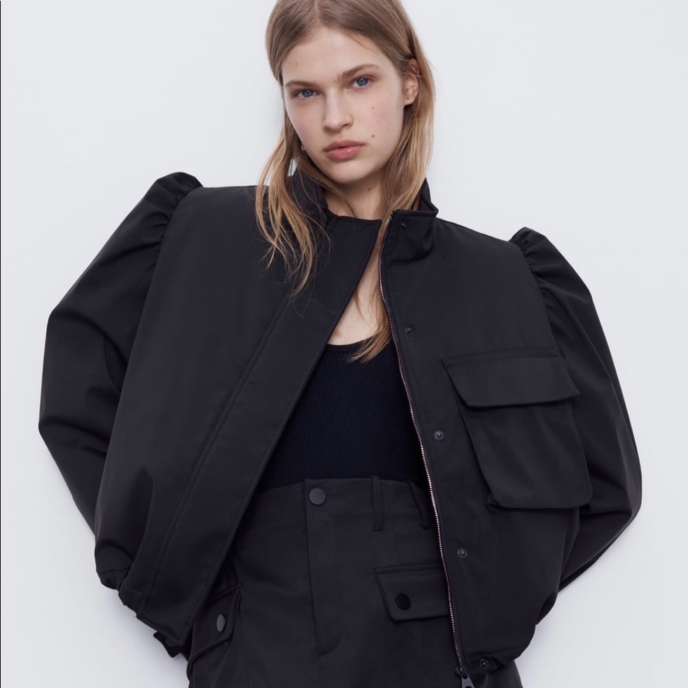 Zara Black Puff Sleeve Jacket